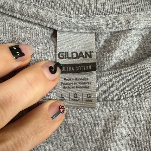 Gildan Kids Ultra Cotton Gray Short Sleeve T-Shirt Large - Picture 3 of 4